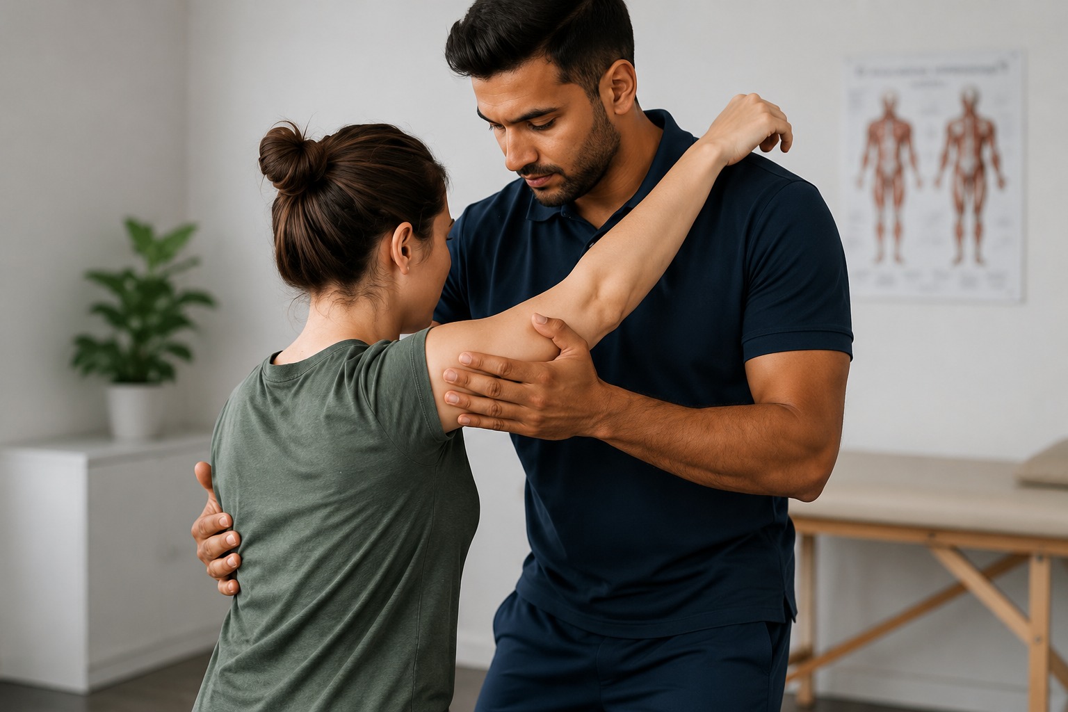 Physiotherapist helping a patient